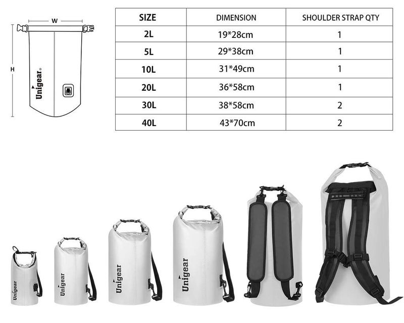 Unigear Dry Bag Waterproof, Floating and Lightweight Bags for Kayaking, Boating, Fishing, Swimming and Camping with Waterproof Phone Case (White, 10L) - Image 2